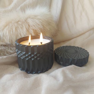 Black Stone Candle Holder , with lid